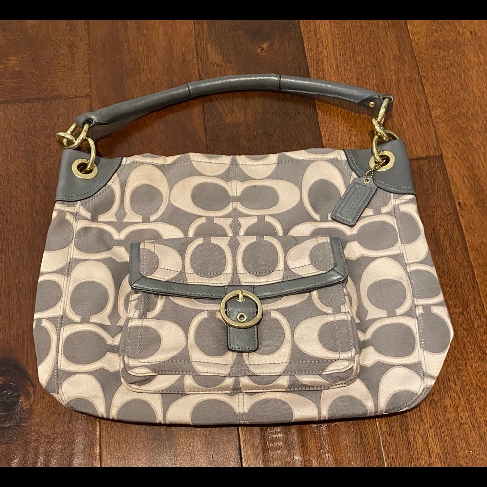 Coach taupe/grey shoulder bag